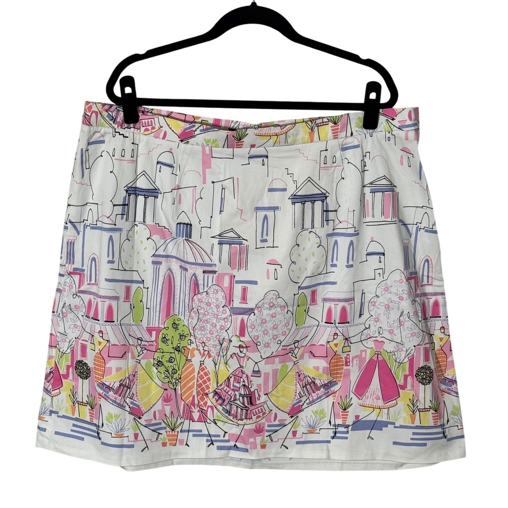 Grace Elements Pink‎ Chalk Le Fleur Cotton Blend A-Line Skirt 24W NWT